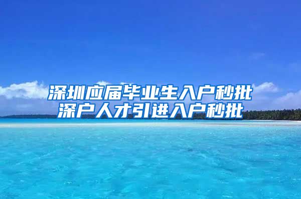 深圳应届毕业生入户秒批深户人才引进入户秒批