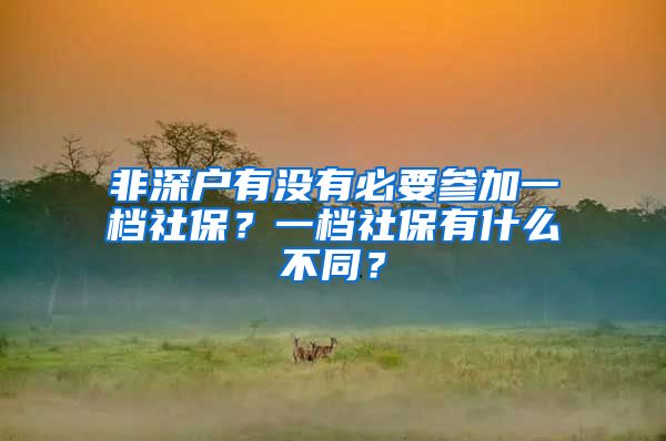 非深户有没有必要参加一档社保？一档社保有什么不同？