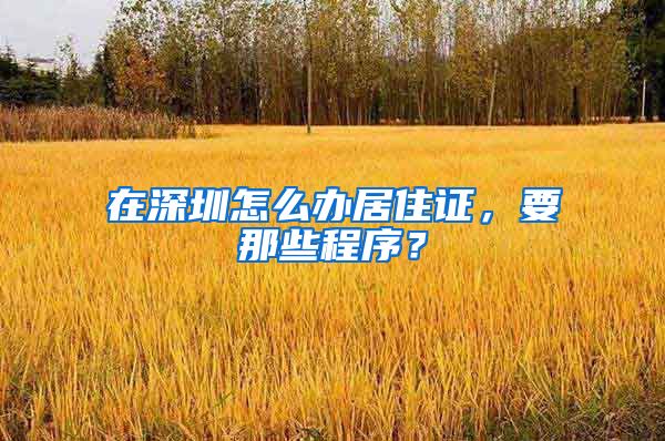 在深圳怎么办居住证，要那些程序？