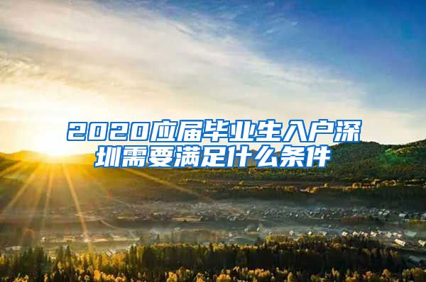 2020应届毕业生入户深圳需要满足什么条件