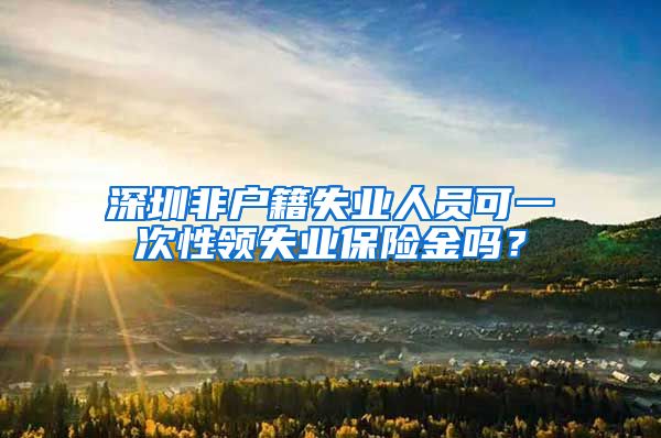 深圳非户籍失业人员可一次性领失业保险金吗？