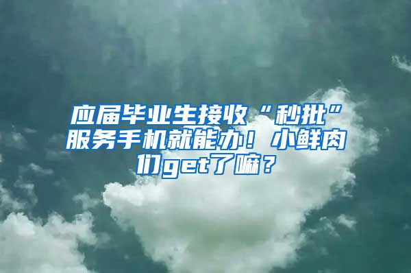 应届毕业生接收“秒批”服务手机就能办！小鲜肉们get了嘛？