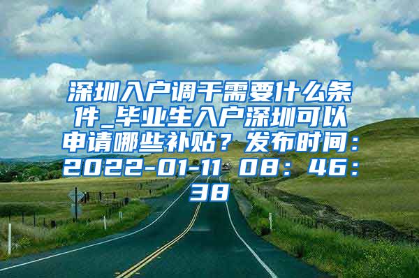 深圳入户调干需要什么条件_毕业生入户深圳可以申请哪些补贴？发布时间：2022-01-11 08：46：38