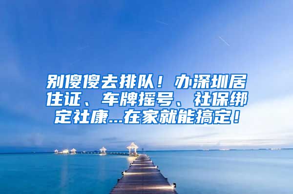 别傻傻去排队！办深圳居住证、车牌摇号、社保绑定社康...在家就能搞定！