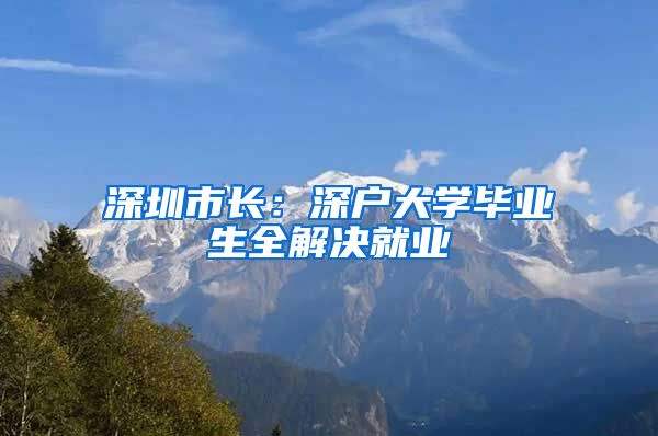 深圳市长：深户大学毕业生全解决就业