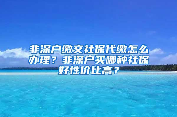 非深户缴交社保代缴怎么办理？非深户买哪种社保好性价比高？