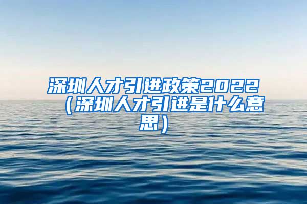 深圳人才引进政策2022（深圳人才引进是什么意思）