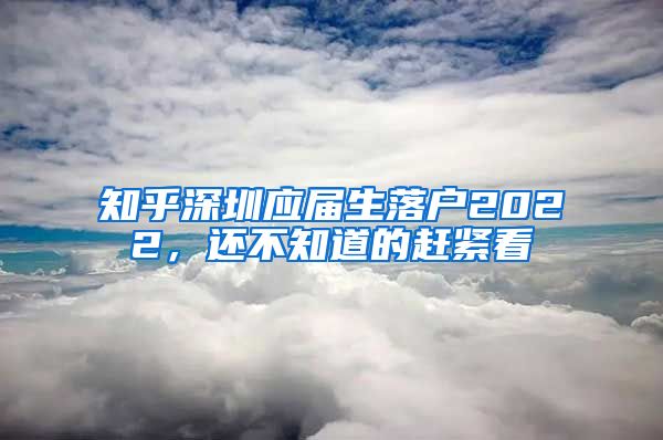 知乎深圳应届生落户2022，还不知道的赶紧看