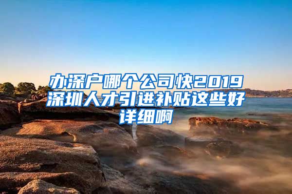 办深户哪个公司快2019深圳人才引进补贴这些好详细啊