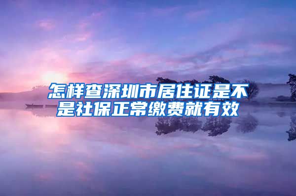 怎样查深圳市居住证是不是社保正常缴费就有效