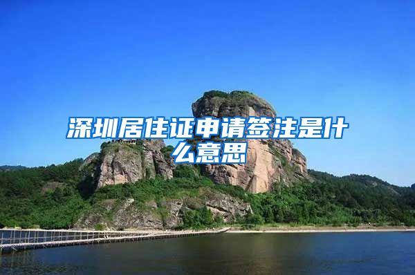 深圳居住证申请签注是什么意思