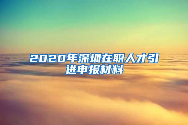 2020年深圳在职人才引进申报材料