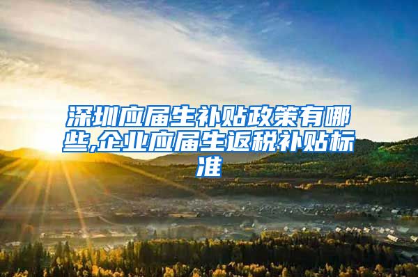 深圳应届生补贴政策有哪些,企业应届生返税补贴标准