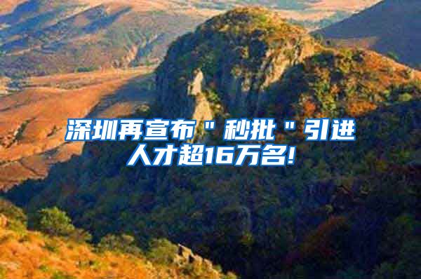 深圳再宣布＂秒批＂引进人才超16万名!