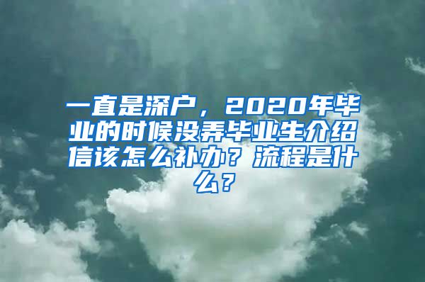 一直是深户，2020年毕业的时候没弄毕业生介绍信该怎么补办？流程是什么？