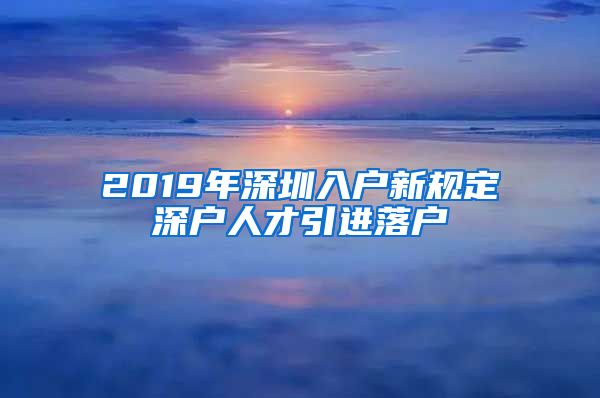 2019年深圳入户新规定深户人才引进落户