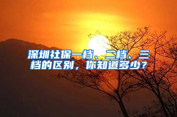 深圳社保一档、二档、三档的区别，你知道多少？