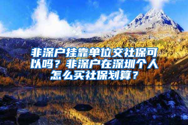 非深户挂靠单位交社保可以吗？非深户在深圳个人怎么买社保划算？