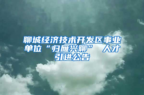 聊城经济技术开发区事业单位“归雁兴聊” 人才引进公告