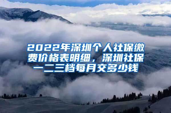 2022年深圳个人社保缴费价格表明细，深圳社保一二三档每月交多少钱