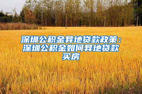 深圳公积金异地贷款政策：深圳公积金如何异地贷款买房