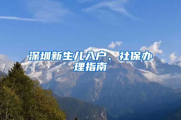 深圳新生儿入户、社保办理指南