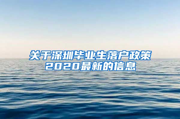 关于深圳毕业生落户政策2020最新的信息