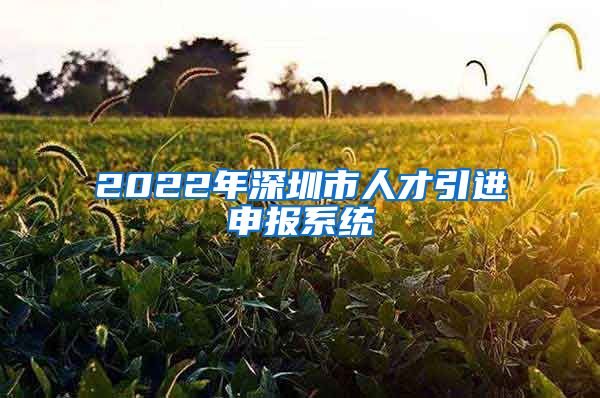 2022年深圳市人才引进申报系统