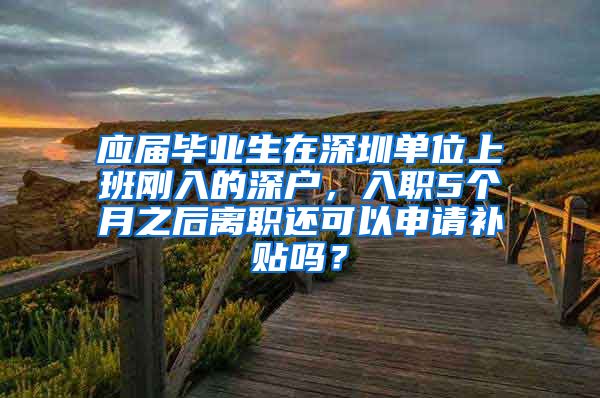 应届毕业生在深圳单位上班刚入的深户，入职5个月之后离职还可以申请补贴吗？