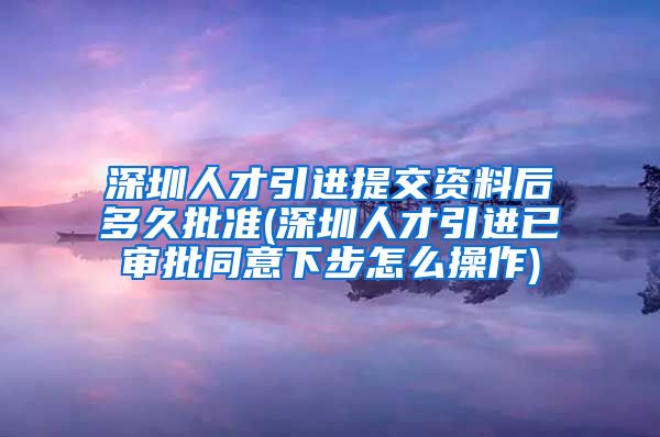 深圳人才引进提交资料后多久批准(深圳人才引进已审批同意下步怎么操作)