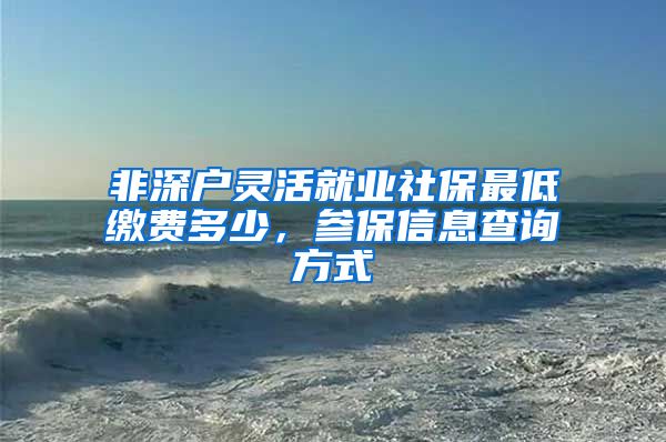 非深户灵活就业社保最低缴费多少，参保信息查询方式