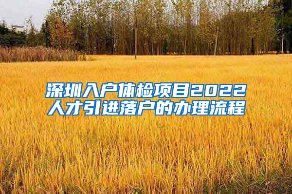 深圳入户体检项目2022人才引进落户的办理流程