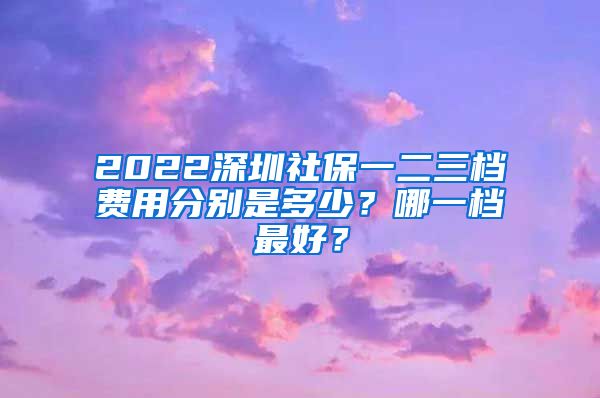 2022深圳社保一二三档费用分别是多少？哪一档最好？