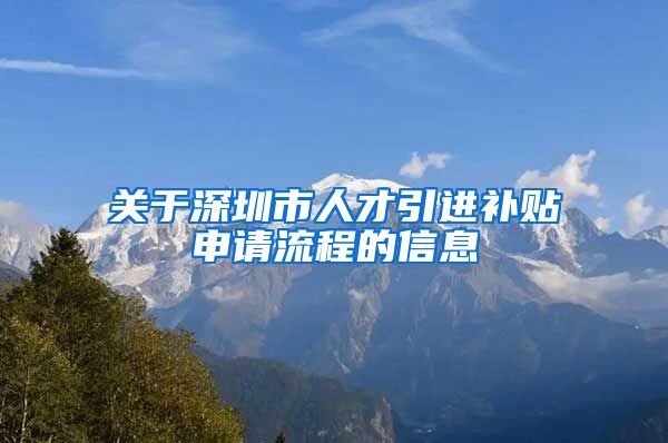 关于深圳市人才引进补贴申请流程的信息