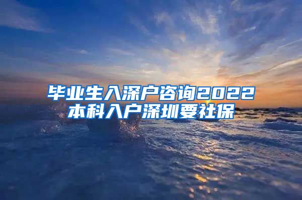 毕业生入深户咨询2022本科入户深圳要社保