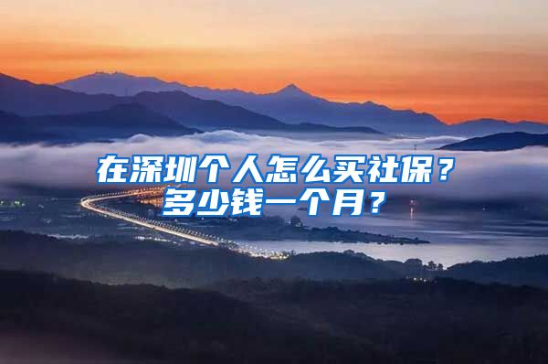 在深圳个人怎么买社保？多少钱一个月？