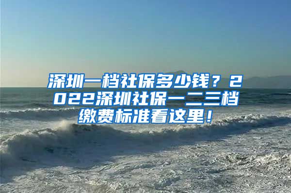 深圳一档社保多少钱？2022深圳社保一二三档缴费标准看这里！