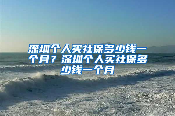 深圳个人买社保多少钱一个月？深圳个人买社保多少钱一个月