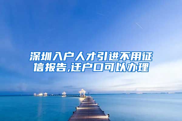 深圳入户人才引进不用征信报告,迁户口可以办理