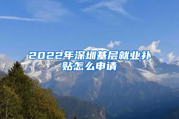 2022年深圳基层就业补贴怎么申请