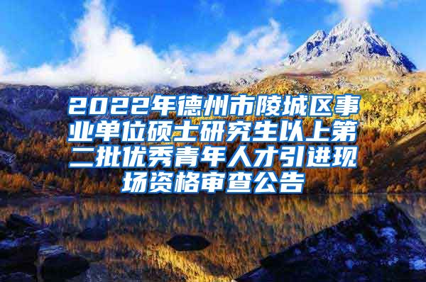 2022年德州市陵城区事业单位硕士研究生以上第二批优秀青年人才引进现场资格审查公告