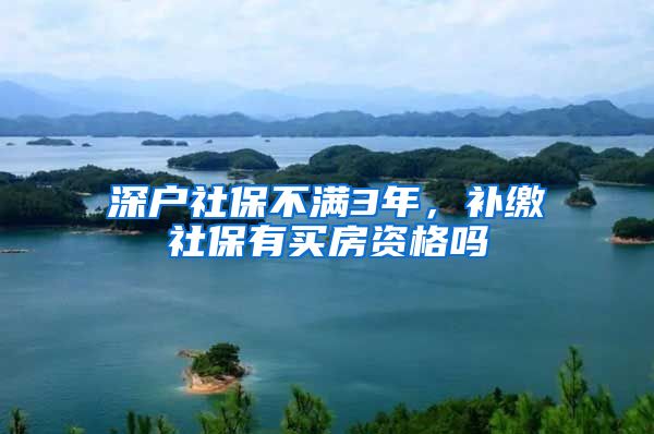 深户社保不满3年，补缴社保有买房资格吗