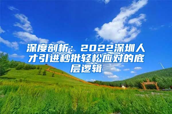 深度剖析：2022深圳人才引进秒批轻松应对的底层逻辑