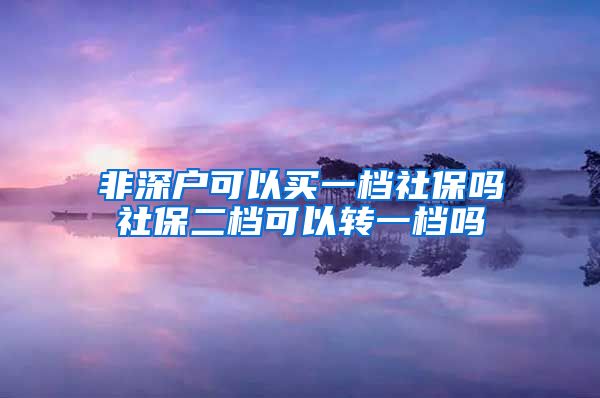 非深户可以买一档社保吗社保二档可以转一档吗