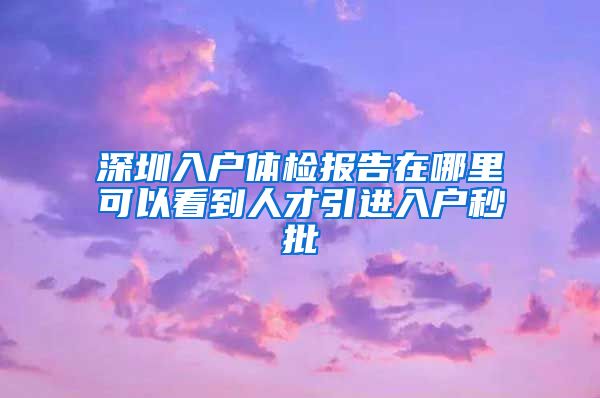 深圳入户体检报告在哪里可以看到人才引进入户秒批