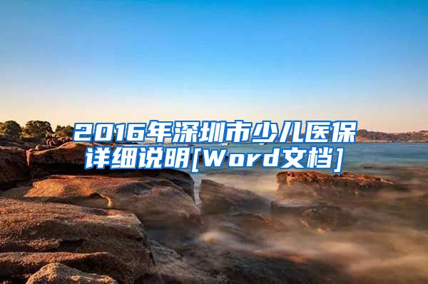 2016年深圳市少儿医保详细说明[Word文档]