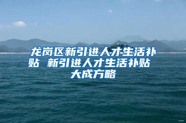 龙岗区新引进人才生活补贴 新引进人才生活补贴 大成方略