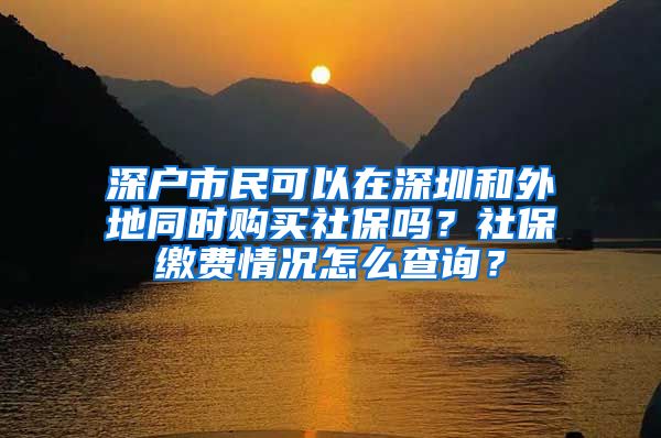 深户市民可以在深圳和外地同时购买社保吗？社保缴费情况怎么查询？