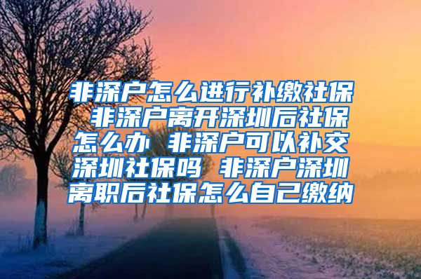 非深户怎么进行补缴社保 非深户离开深圳后社保怎么办 非深户可以补交深圳社保吗 非深户深圳离职后社保怎么自己缴纳