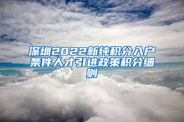 深圳2022新纯积分入户条件人才引进政策积分细则